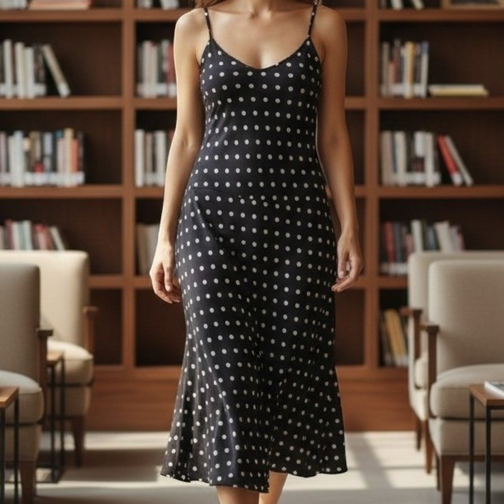 We Are All Stardust Black & White Polka Dot Slip DressSize: 3X (fits like a 2X)